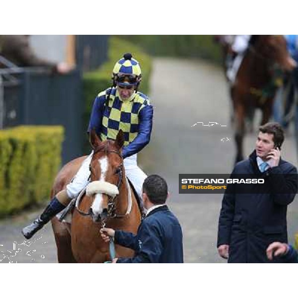 Charity Line,Fabio Branca up, Stefano Botti and Jonathan Bacci after winning the Premio Nannoccia Roma - Capannelle racecourse, 17th march 2013 ph.Stefano Grasso