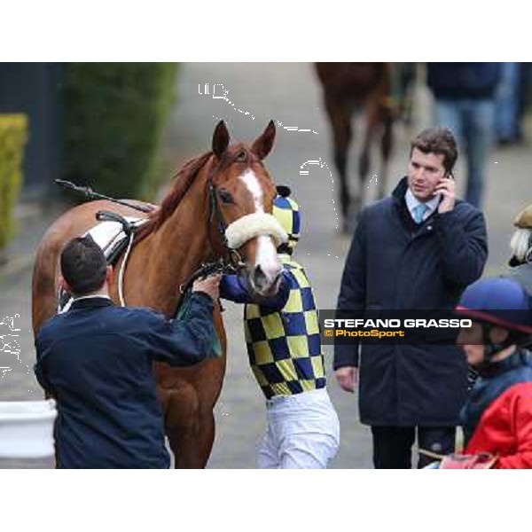 Charity Line,Fabio Branca up, Stefano Botti and Jonathan Bacci after winning the Premio Nannoccia Roma - Capannelle racecourse, 17th march 2013 ph.Stefano Grasso
