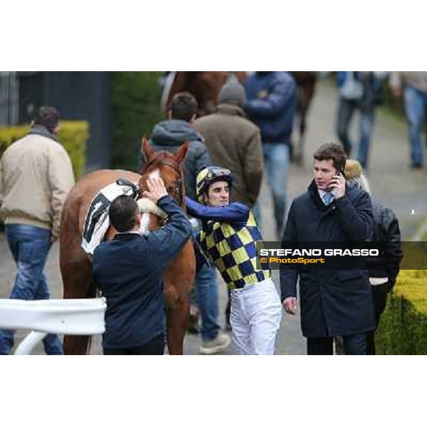 Charity Line,Fabio Branca up, Stefano Botti and Jonathan Bacci after winning the Premio Nannoccia Roma - Capannelle racecourse, 17th march 2013 ph.Stefano Grasso