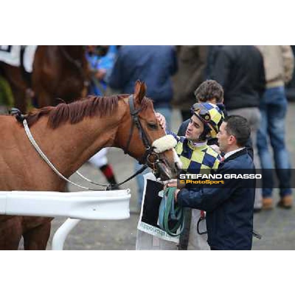 Charity Line,Fabio Branca up, Stefano Botti and Jonathan Bacci after winning the Premio Nannoccia Roma - Capannelle racecourse, 17th march 2013 ph.Stefano Grasso