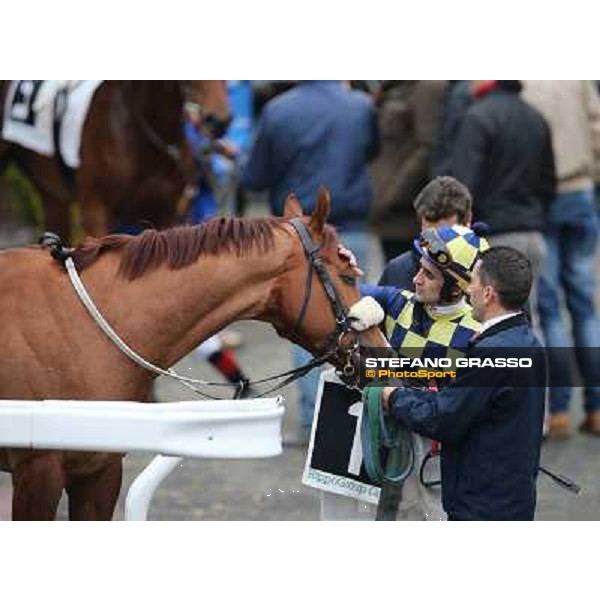 Charity Line,Fabio Branca up, Stefano Botti and Jonathan Bacci after winning the Premio Nannoccia Roma - Capannelle racecourse, 17th march 2013 ph.Stefano Grasso