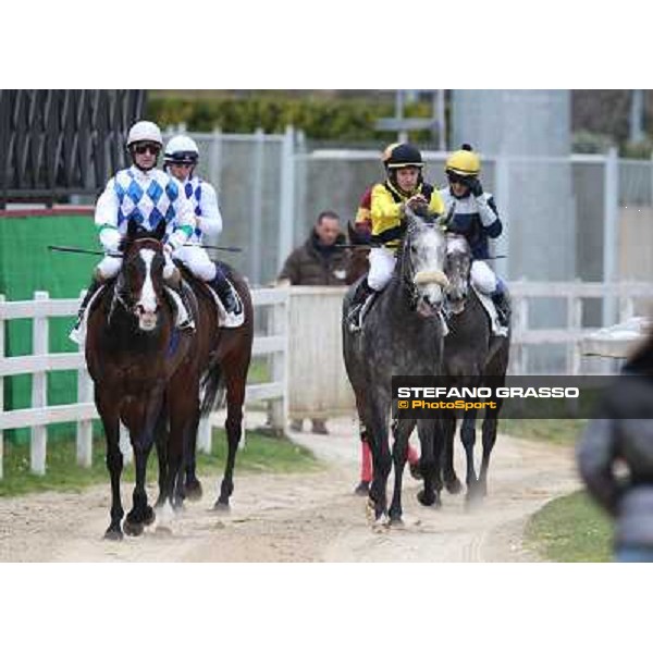 Mirco Demuro on Chiara Wells after winning the Premio Don II beating Fabio Branca on Malagenia Roma - Capannelle racecourse, 17th march 2013 ph.Stefano Grasso