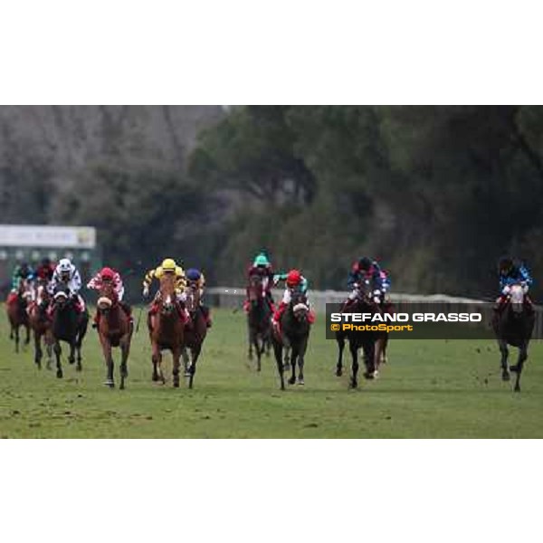 Gabriele Bietolini and Gordol du Mes goes to win the 123° Premio Pisa - Mario Esposito on Darke Dream is second (first from right) Pisa, San Rossore racecourse,24th march 2013 ph.Stefano Grasso