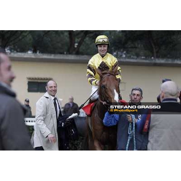 Gianluca and Gabriele Bietolini with Gordol du Mes celebrate after winning the 123° Premio Pisa Pisa, San Rossore racecourse,24th march 2013 ph.Stefano Grasso