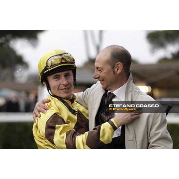 Gianluca and Gabriele Bietolini celebrate after winning the 123° Premio Pisa Pisa, San Rossore racecourse,24th march 2013 ph.Stefano Grasso