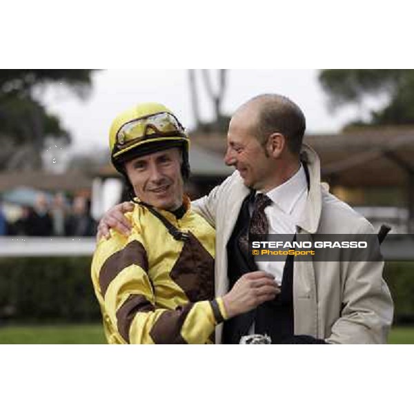 Gianluca and Gabriele Bietolini celebrate after winning the 123° Premio Pisa Pisa, San Rossore racecourse,24th march 2013 ph.Stefano Grasso