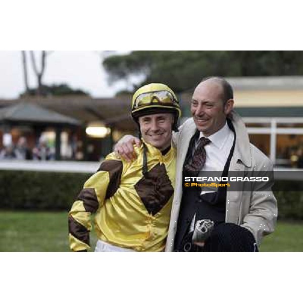 Gianluca and Gabriele Bietolini celebrate after winning the 123° Premio Pisa Pisa, San Rossore racecourse,24th march 2013 ph.Stefano Grasso