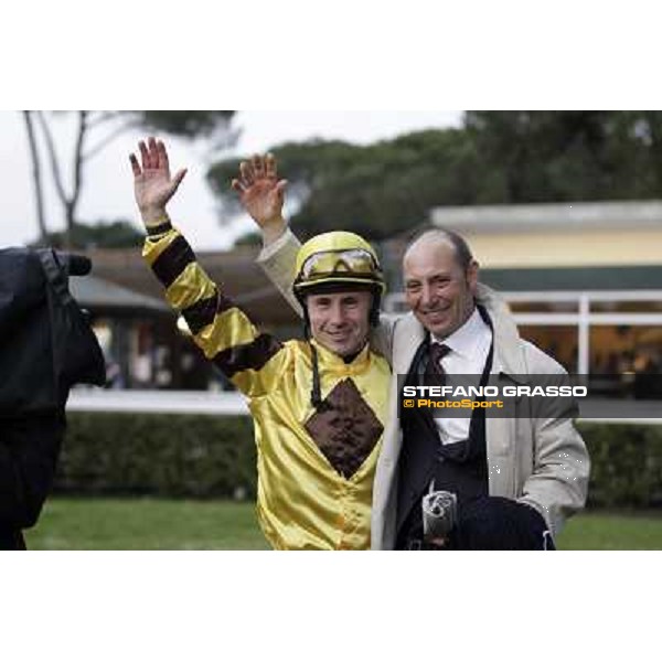 Gianluca and Gabriele Bietolini celebrate after winning the 123° Premio Pisa Pisa, San Rossore racecourse,24th march 2013 ph.Stefano Grasso