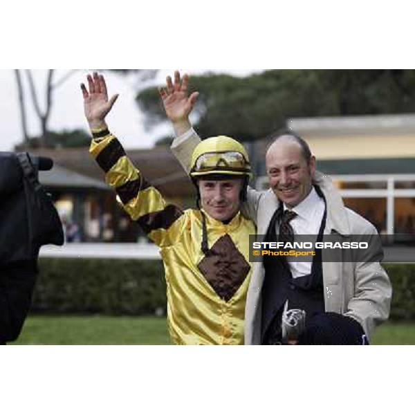 Gianluca and Gabriele Bietolini celebrate after winning the 123° Premio Pisa Pisa, San Rossore racecourse,24th march 2013 ph.Stefano Grasso