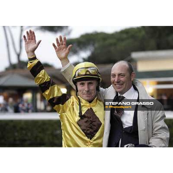 Gianluca and Gabriele Bietolini celebrate after winning the 123° Premio Pisa Pisa, San Rossore racecourse,24th march 2013 ph.Stefano Grasso