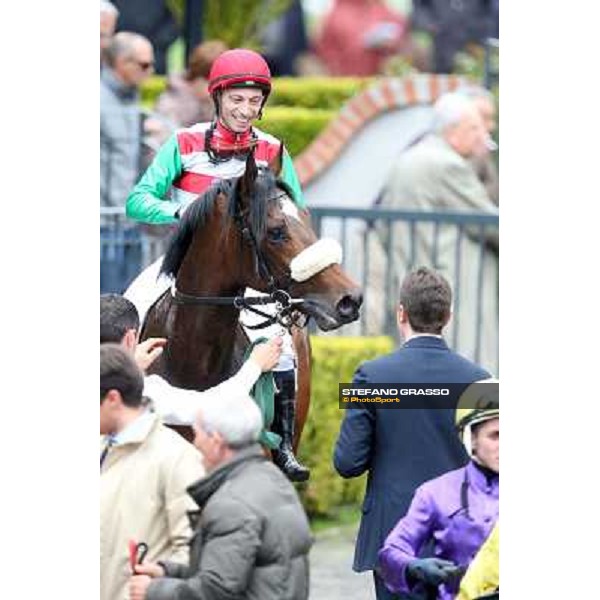 Wish Come True,Mario Esposito up, and Stefano Botti after winning the Premio San Giuseppe Rome - Capannelle racecourse,1st april 2013 ph.Stefano Grasso