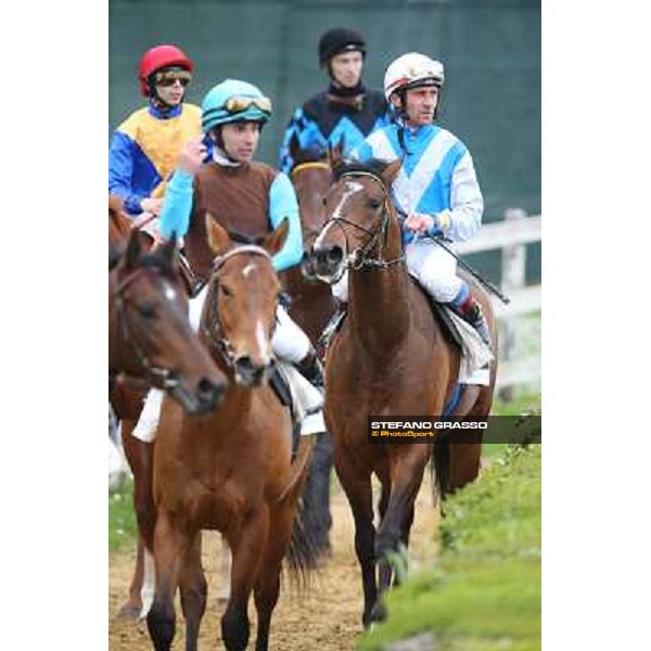 Jockeys return home after the race - Maurizio Pasquale on Eric The Fighter winner Rome - Capannelle racecourse,1st april 2013 ph.Stefano Grasso