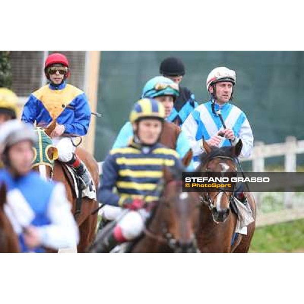 Jockeys return home after the race - Maurizio Pasquale on Eric The Fighter winner Rome - Capannelle racecourse,1st april 2013 ph.Stefano Grasso