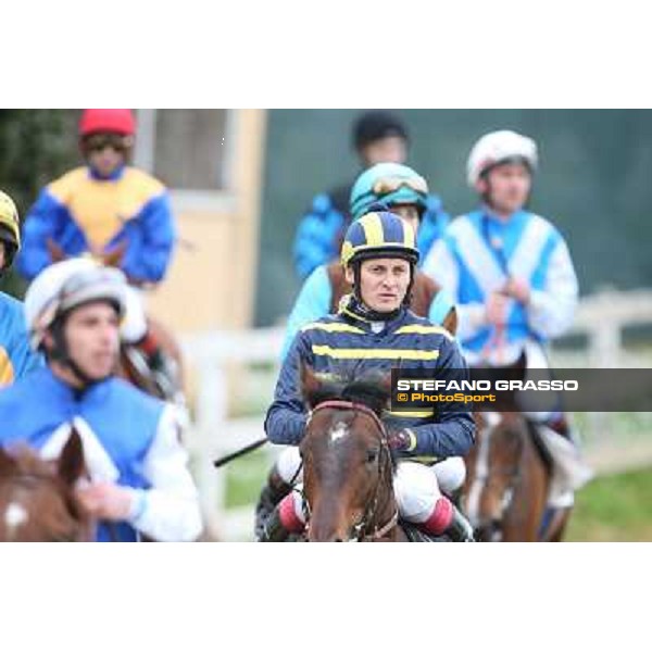 Jockeys return home after the race - Maurizio Pasquale on Eric The Fighter winner Rome - Capannelle racecourse,1st april 2013 ph.Stefano Grasso