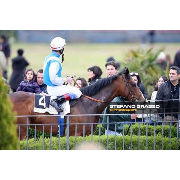 Jockeys return home after the race - Maurizio Pasquale on Eric The Fighter winner Rome - Capannelle racecourse,1st april 2013 ph.Stefano Grasso