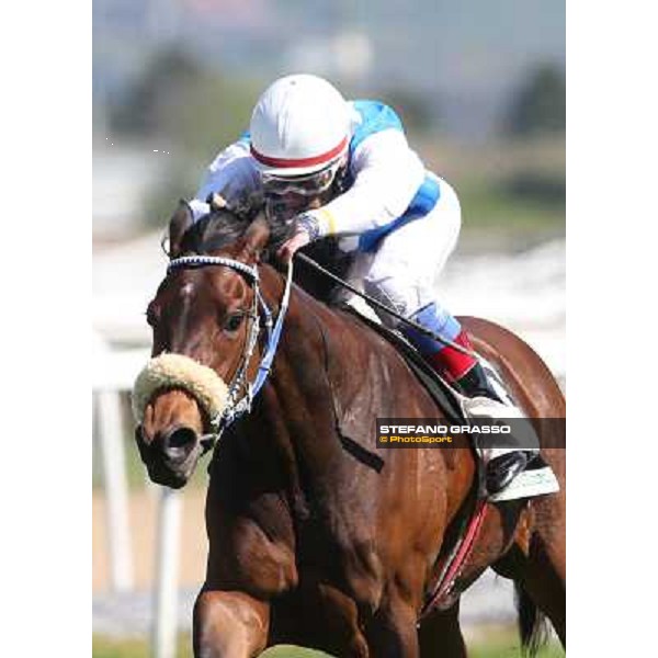 Maurizio Pasquale on Valvibrata wins the Premio The Minstrel Rome - Capannelle racecourse,7th april 2013 ph.Stefano Grasso