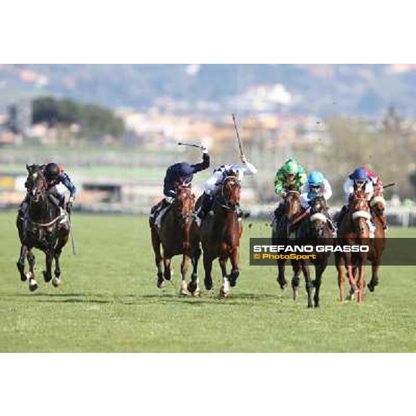 Andrea Mezzatesta on Lodovico Il Moro wins the Premio Daumier Rome - Capannelle racecourse,7th april 2013 ph.Stefano Grasso