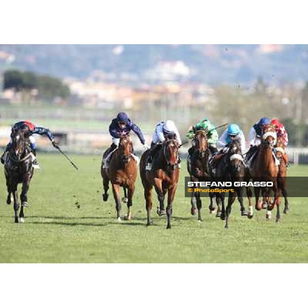 Andrea Mezzatesta on Lodovico Il Moro wins the Premio Daumier Rome - Capannelle racecourse,7th april 2013 ph.Stefano Grasso