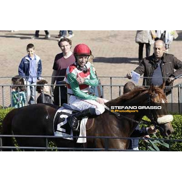 Mario Esposito on Deflection after winning the Premio Torricola Rome - Capannelle racecourse,7th april 2013 ph.Stefano Grasso