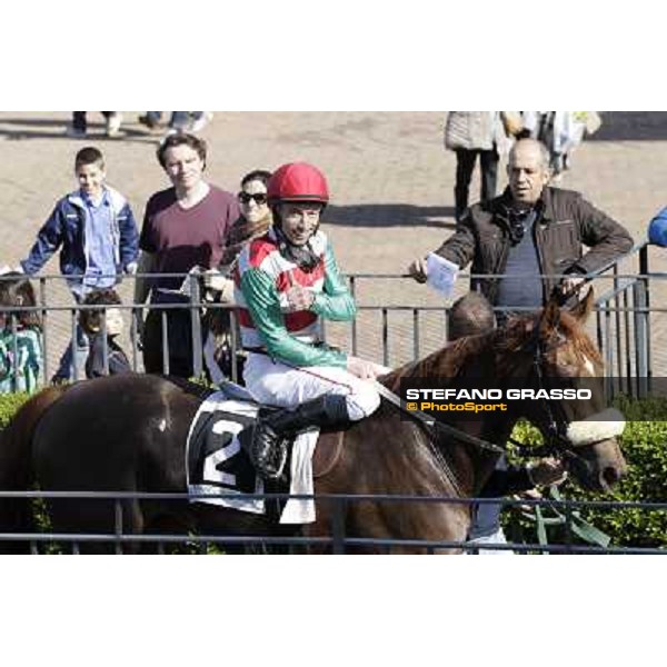 Mario Esposito on Deflection after winning the Premio Torricola Rome - Capannelle racecourse,7th april 2013 ph.Stefano Grasso