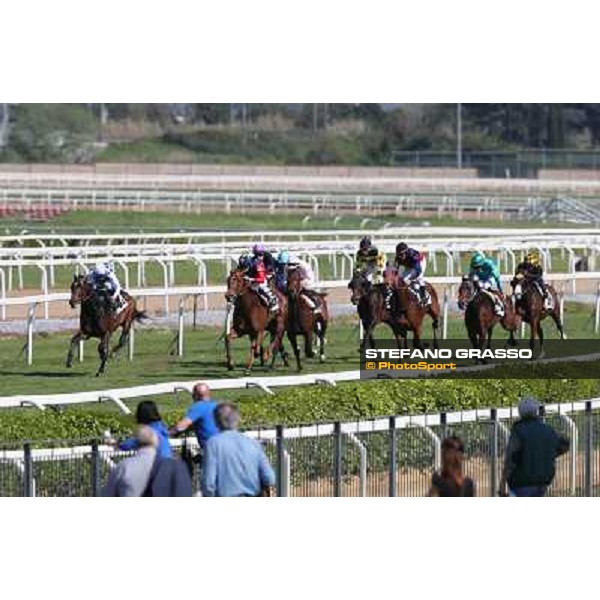 Mario Esposito on Scixerboa goes to win the Premio UNPCPS beating Andrea Mezzatesta on Siamo di Fano Rome - Capannelle racecourse,14th april 2013 ph.Stefano Grasso