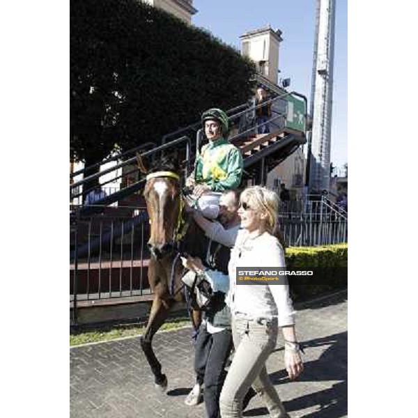 Michele Colombi on Bettolle with his winning connection enter the winner enclosure of Premio Carlo Chiesa Rome - Capannelle racecourse,14th april 2013 ph.Stefano Grasso