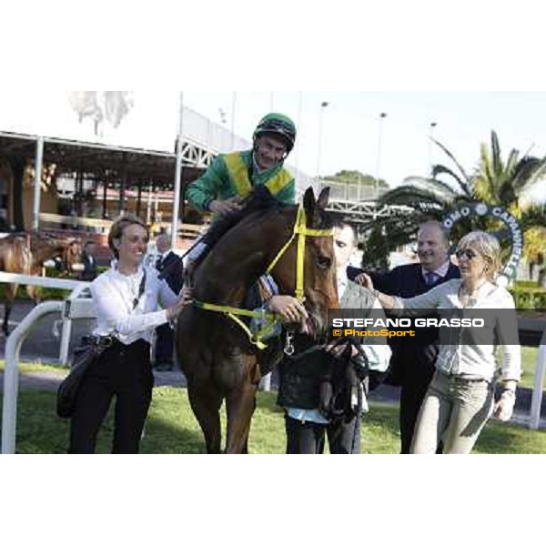 Michele Colombi on Bettolle with his winning connection enter the winner enclosure of Premio Carlo Chiesa Rome - Capannelle racecourse,14th april 2013 ph.Stefano Grasso