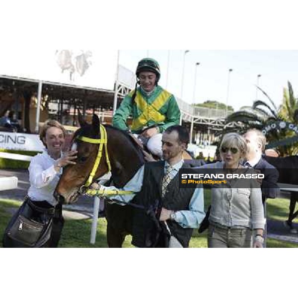 Michele Colombi on Bettolle with his winning connection enter the winner enclosure of Premio Carlo Chiesa Rome - Capannelle racecourse,14th april 2013 ph.Stefano Grasso