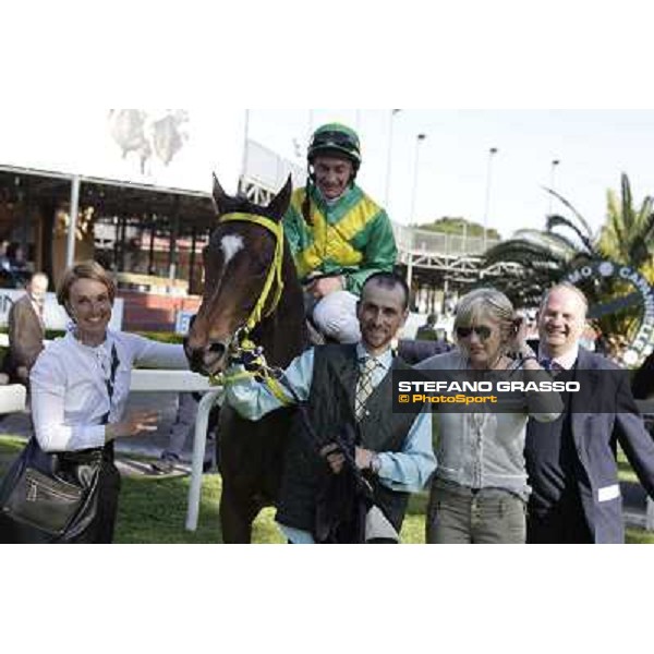 Michele Colombi on Bettolle with his winning connection enter the winner enclosure of Premio Carlo Chiesa Rome - Capannelle racecourse,14th april 2013 ph.Stefano Grasso