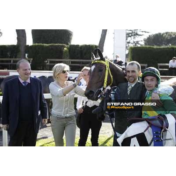 Michele Colombi on Bettolle with his winning connection enter the winner enclosure of Premio Carlo Chiesa Rome - Capannelle racecourse,14th april 2013 ph.Stefano Grasso