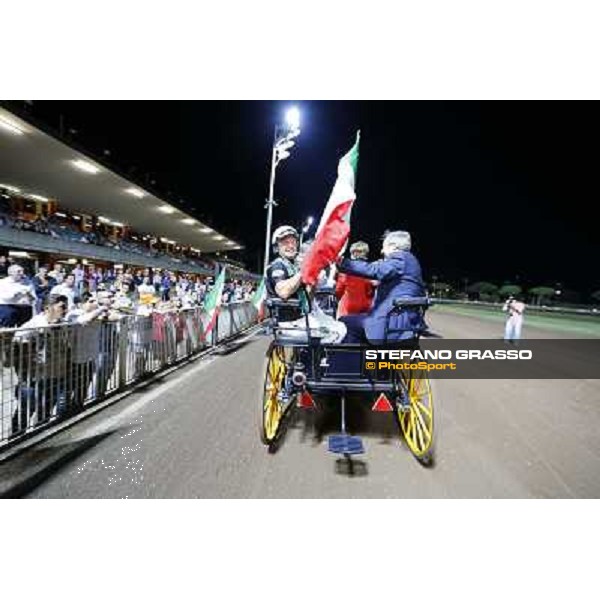Giuseppe Ballandi, major of Montecatini,Giorgio Sandi,President of Snai Spa and Enrico Bellei parade after the Gran Premio Nello Bellei Montecatini,31st august 2013 ph.Stefano Grasso