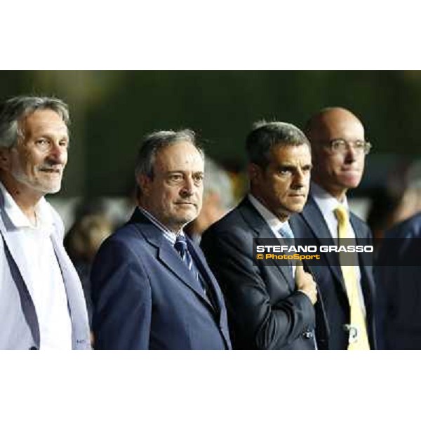 Giuseppe Ballandi, major of Montecatini,Giorgio Sandi,President of Snai Spa,Stefano Marzullo CEO of Snai SpA at the Gran Premio Nello Bellei Montecatini,31st august 2013 ph.Stefano Grasso
