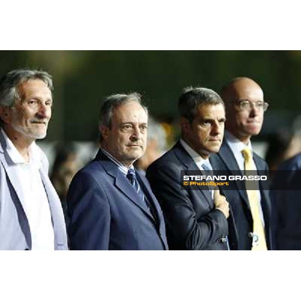 Giuseppe Ballandi, major of Montecatini,Giorgio Sandi,President of Snai Spa,Stefano Marzullo CEO of Snai SpA at the Gran Premio Nello Bellei Montecatini,31st august 2013 ph.Stefano Grasso