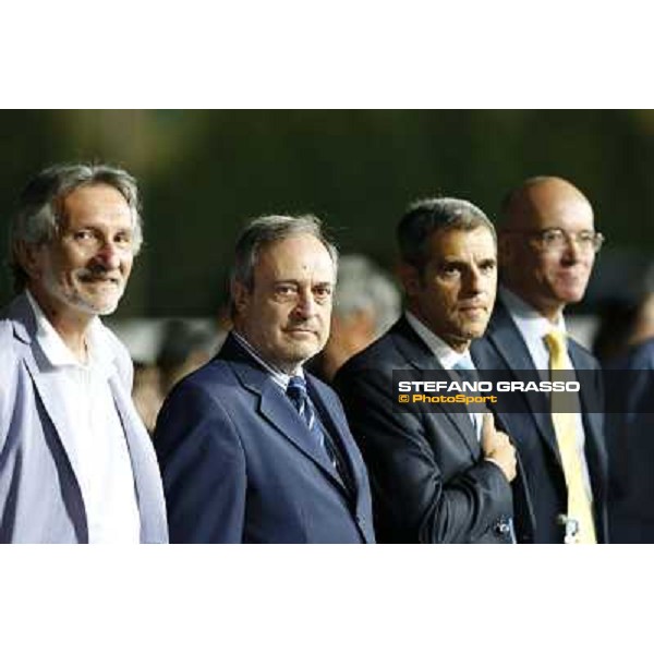 Giuseppe Ballandi, major of Montecatini,Giorgio Sandi,President of Snai Spa,Stefano Marzullo CEO of Snai SpA at the Gran Premio Nello Bellei Montecatini,31st august 2013 ph.Stefano Grasso