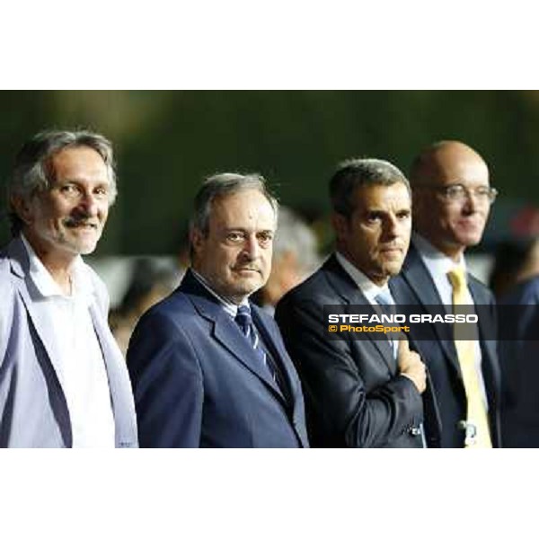 Giuseppe Ballandi, major of Montecatini,Giorgio Sandi,President of Snai Spa,Stefano Marzullo CEO of Snai SpA at the Gran Premio Nello Bellei Montecatini,31st august 2013 ph.Stefano Grasso