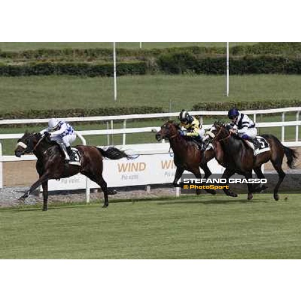 Carlo Fiocchi and Principe Adepto go to win the Premio Festuca beating Vedelago and Passaggio Rome,Capannelle racecourse,8th sept.2013 ph.Stefano Grasso