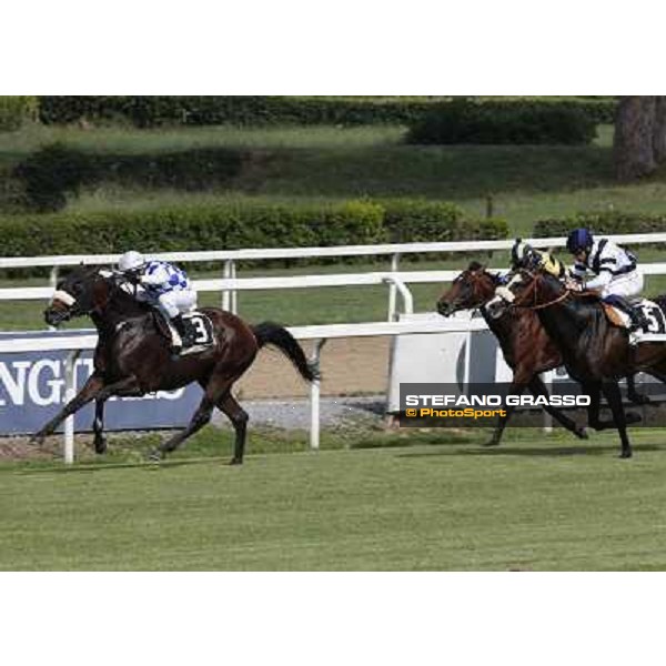 Carlo Fiocchi and Principe Adepto go to win the Premio Festuca beating Vedelago and Passaggio Rome,Capannelle racecourse,8th sept.2013 ph.Stefano Grasso