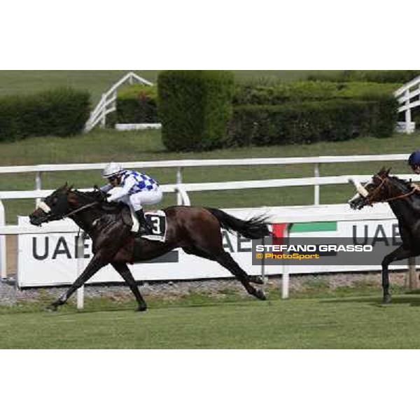 Carlo Fiocchi and Principe Adepto go to win the Premio Festuca beating Vedelago Rome,Capannelle racecourse,8th sept.2013 ph.Stefano Grasso
