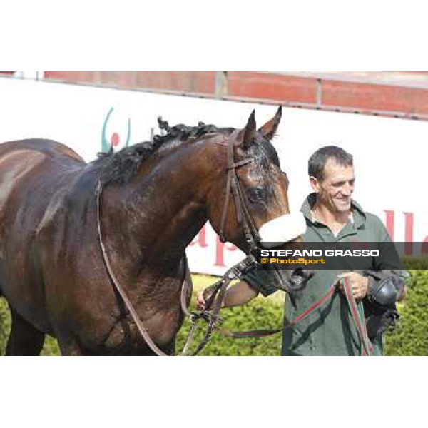 Carlo Fiocchi and Principe Adepto win the Premio Festuca Rome,Capannelle racecourse,8th sept.2013 ph.Stefano Grasso