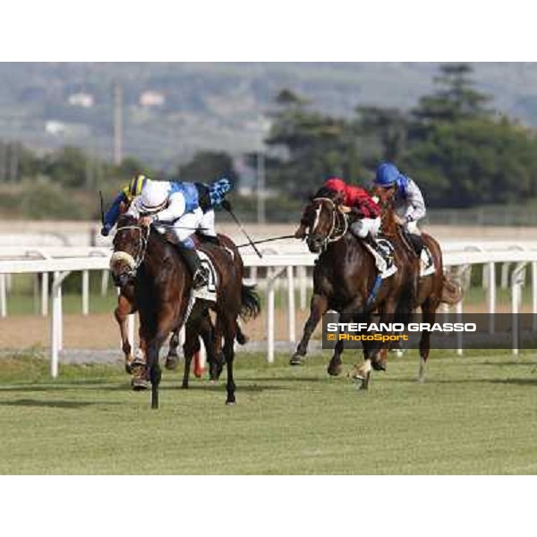 Maurizio Pasquale and Valvibrata win the Premio Handicap d\'Autunno Rome,Capannelle racecourse,8th sept.2013 ph.Stefano Grasso