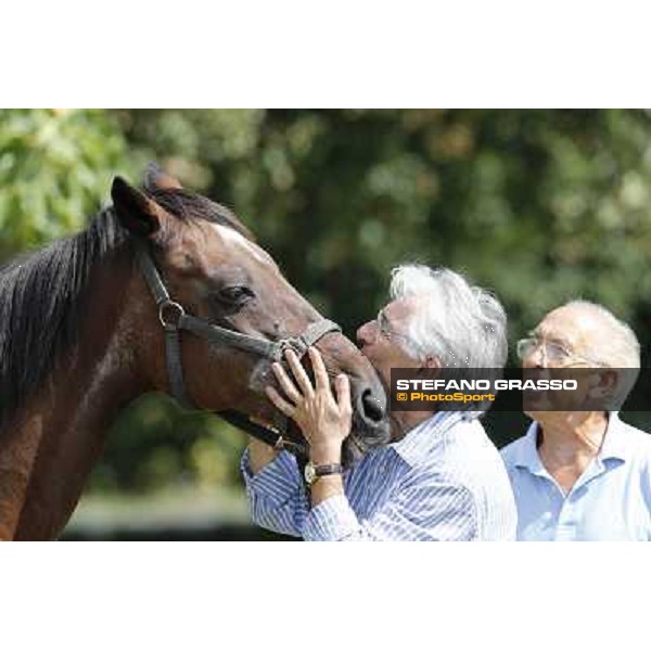 Bruno Farneti and Sandro Bazzani with Varenne\'s father, Waikiki Beach born 30th may 1984 Speedy Somolli and Hula Lobell Anzola dell\'Emilia,10th sept.2013 ph.Stefano Grasso