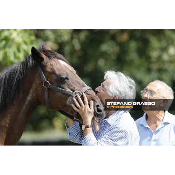 Bruno Farneti and Sandro Bazzani with Varenne\'s father, Waikiki Beach born 30th may 1984 Speedy Somolli and Hula Lobell Anzola dell\'Emilia,10th sept.2013 ph.Stefano Grasso