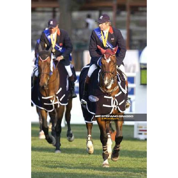 the parade of English team with Nick Skelton on Arko III leading, winners of Coppa delle Nazioni 2005 Rome, P.zza di Siena 27th may 2005 ph. Stefano Grasso