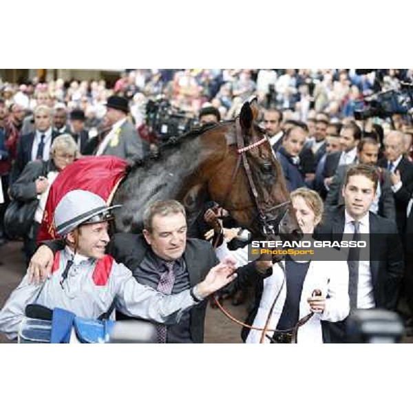 Thierry Jarnet and Treve win the Qatar Prix de l\'Arc de Triomphe Paris,Longchamp racecourse,6th oct,2013 ph.Stefano Grasso