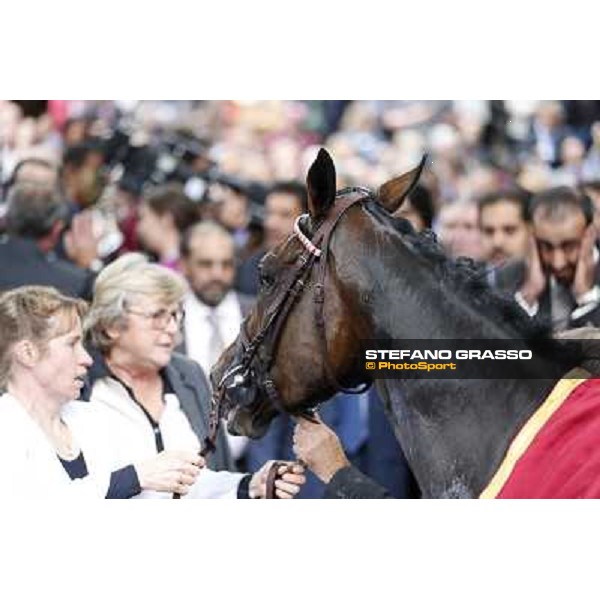 Thierry Jarnet and Treve win the Qatar Prix de l\'Arc de Triomphe Paris,Longchamp racecourse,6th oct,2013 ph.Stefano Grasso