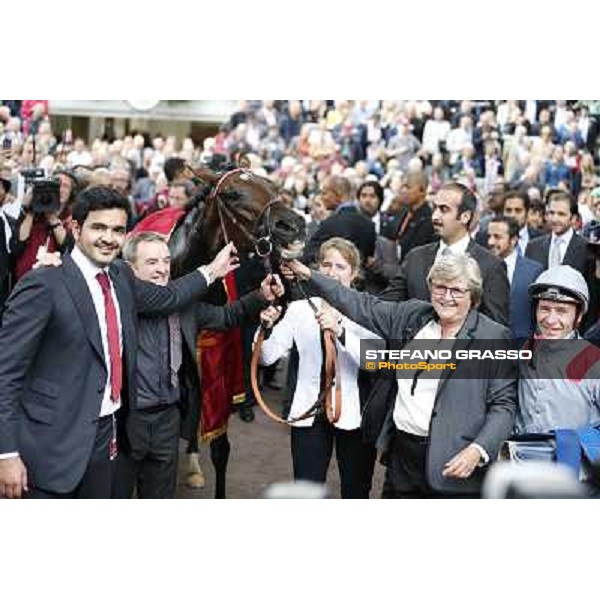 Thierry Jarnet and Treve win the Qatar Prix de l\'Arc de Triomphe Paris,Longchamp racecourse,6th oct,2013 ph.Stefano Grasso