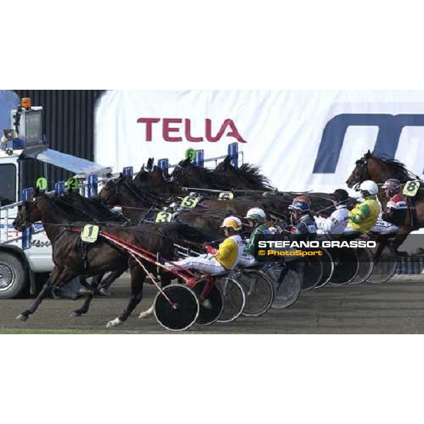 the start of Elitloppet final Steinlager (1) , winner of Elitloppet Statoil 2005 Stockholm, Solvalla 29th may 2005 ph. Stefano Grasso