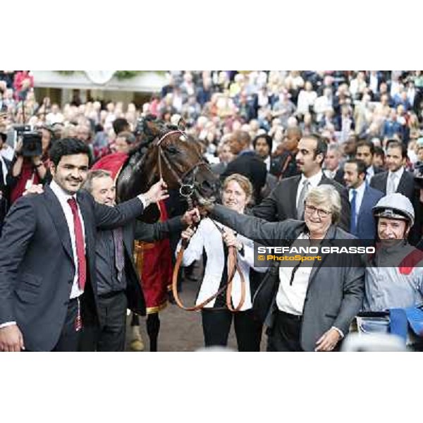 Thierry Jarnet and Treve win the Qatar Prix de l\'Arc de Triomphe Paris,Longchamp racecourse,6th oct,2013 ph.Stefano Grasso