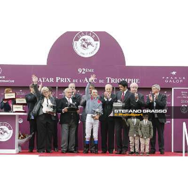 Thierry Jarnet and Treve win the Qatar Prix de l\'Arc de Triomphe Paris,Longchamp racecourse,6th oct,2013 ph.Stefano Grasso