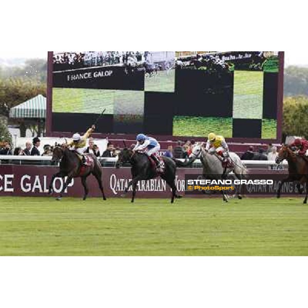 F.Prat with Indonesienne wins the Total Prix Marcel Boussac Paris,Longchamp racecourse,6th oct.2013 ph.Stefano Grasso